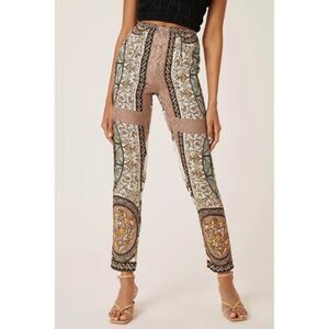 Mes Demoiselles 100% Silk Artsy Boho Crop Pants Elastic Waist XS/0 Anthropologie